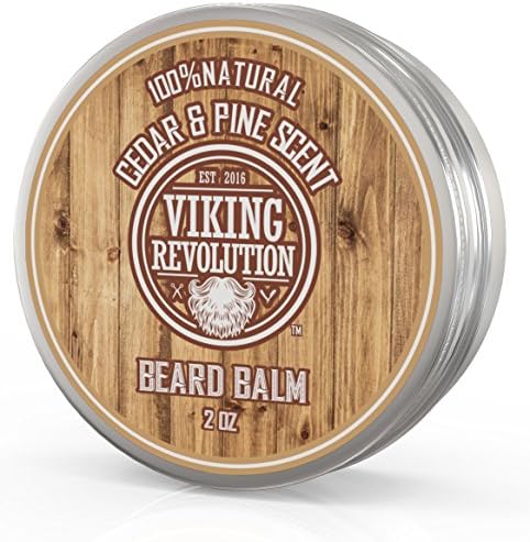Beard Balm Cedar & Pine Scent w/Argan & Jojoba Oils - Styles, Strengthens & Softens Beards & Mustaches - Leave in Conditioner Wax for Men by Viking Revolution