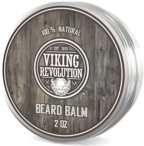 Viking Revolution Beard Balm - All Natural Grooming Treatment with Argan Oil & Mango Butter - Strengthens & Softens Beards & Mustaches - Citrus Scent Leave in Conditioner Wax for Men - 1 Pack