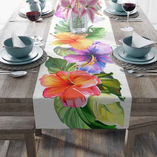 Tropical Table Runner with Vibrant Floral Design (16" × 72")