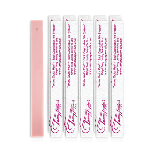 Tammy Taylor Acrylic Nail Art Files | Peel 'N' Stick Disposable Zebra 100 Grit Nail File with Professional Emery Boards | Works with Gel Polish, Acrylic Tips, Polygel and Dip Powder | 10 Pack