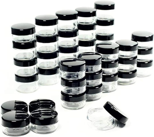 ZEJIA 5 Gram Cosmetic Containers 50pcs Sample Jars Tiny Makeup Sample Containers with lids (Black)