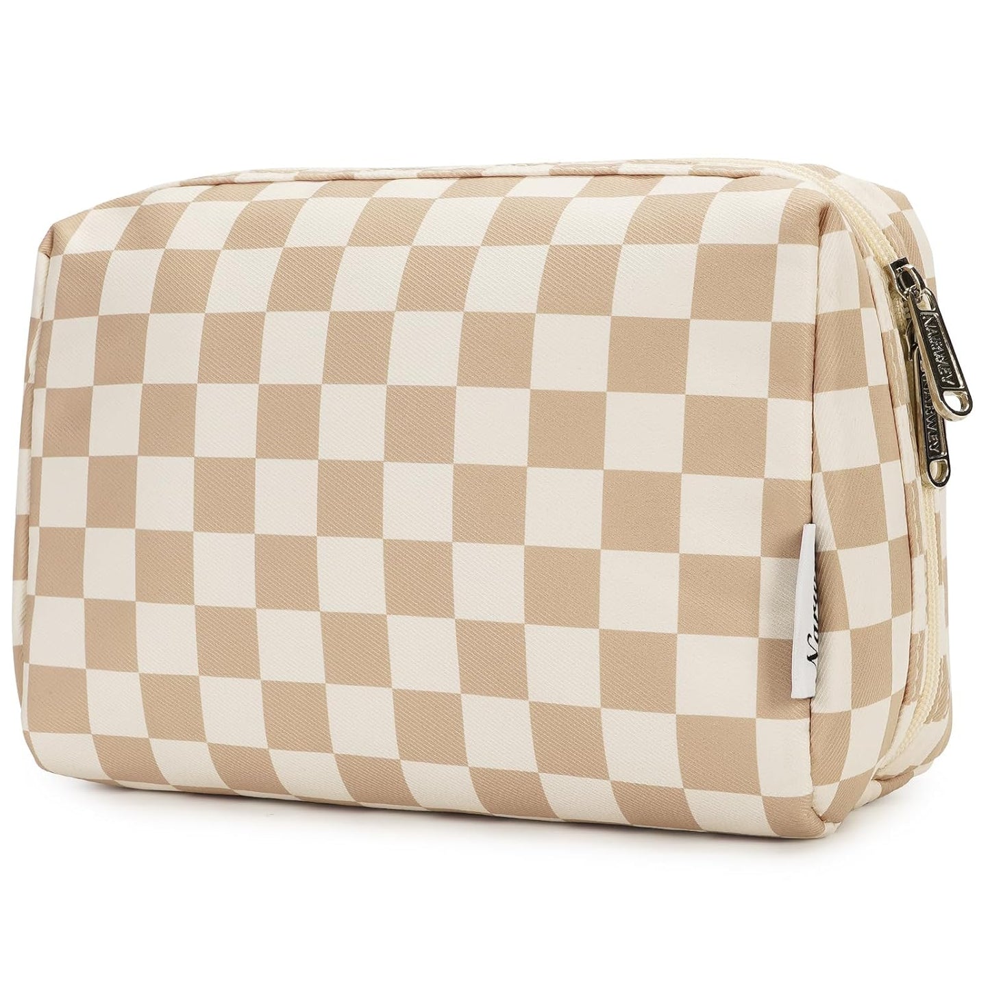 Large Makeup Bag Zipper Pouch Travel Cosmetic Organizer for Women (Large, Light Checkerboard)