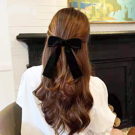 2 Pcs Velvet Hair Ties, Bows for Women, Back to School Gifts Headdress Decor, Hair Band Set, Baby Teen Girl Stuff Hair Styling Accessories, Toddler Girl Cute Hair Clips, Red and Black