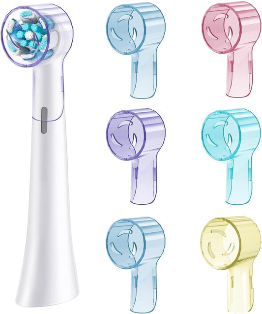 6 Pack Toothbrush Covers for Oral B iO Replacement Heads, Toothbrush Cover Caps for Oral-B Round Electric Toothbrush Head，iO Toothbrush Head Cover for Travel & Home (Mixing Colors)