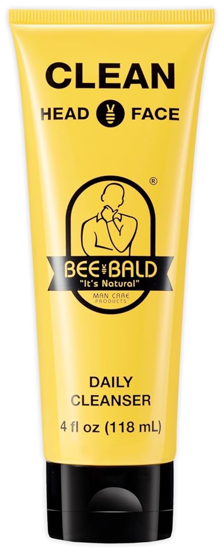 Bee Bald CLEAN - Daily Cleanser for Face and Head - Premium Facial Cleanser for Men and Women Too - Daily Face Wash Refreshes and Thoroughly Cleans - 4 fl Oz
