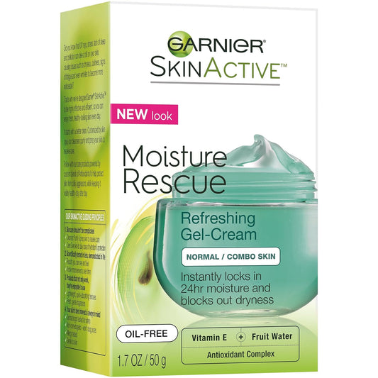 Garnier SkinActive Moisture Rescue Refreshing Gel-Cream for Normal/Combo Skin, Oil-Free, 1.7 Oz (50g), 1 Count (Packaging May Vary)