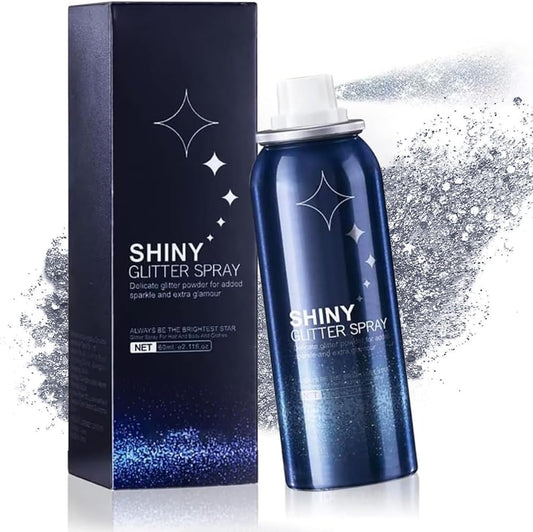 HANYWIL Body Glitter Spray, Body Glitter Spray for Hair and Body, Quicking Drying and Long Lasting Shiny Glitter Hairspray, Body Shiny Spray for Stage, Festival Rave and Makeup Prom 2 Oz