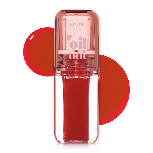 ETUDE Dear Darling Oil Tint #4 Sweet Apple 4.2g | High Moisturizing and Strong Hydrating Lip Oil/Lip Gloss | Smooth and Moist Lips | Non-Sticky Lip Oil Tint For Dry Lips | K-beauty