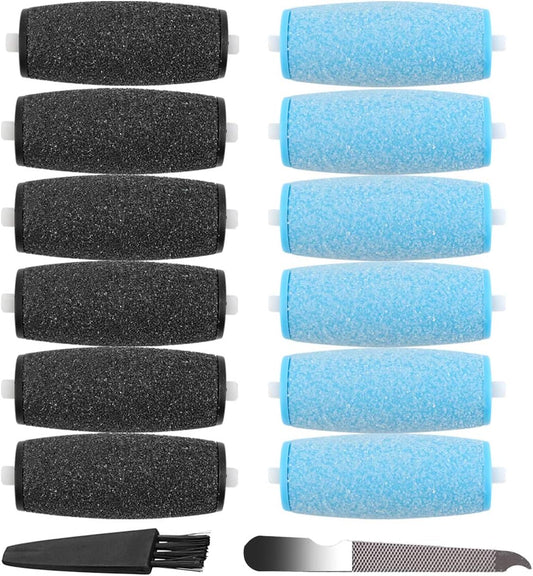12 Pack Replacement Rollers for Amope Pedi Refills Electronic Perfect Foot File-(6 Extra Coarse& 6 Regular Coarse)