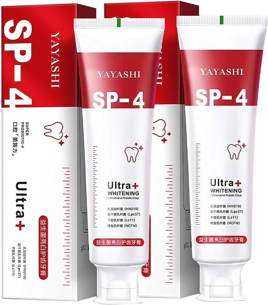 Yayashi SP-4 Toothpaste Fresh Breath Toothpaste,SP-4 Probiotics Whitening Toothpaste, Promotes Healthy Teeth and Gums, Prevents Tartar, Whitens Teeth (2pcs Red)