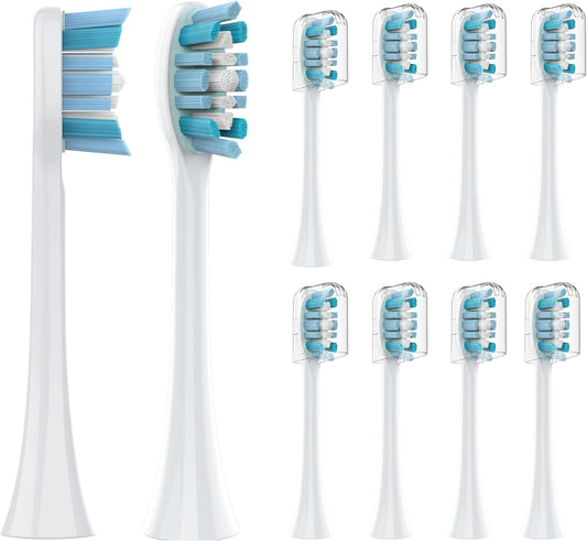 Replacement Toothbrush Heads for Philips Sonicare Click-on Toothbrushes_10 Pack Soft Replacement Electric Brush Head Compatible with Phillips Sonicare Plaque Control Snap-on