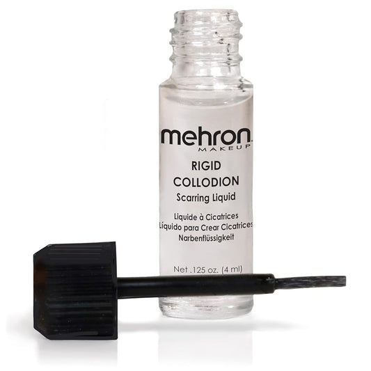 Mehron Makeup Rigid Collodion with Brush | Scarring Liquid | Scar Liquid | Liquid Scar Makeup | SFX Scar Makeup for Film .125 oz (4ml)