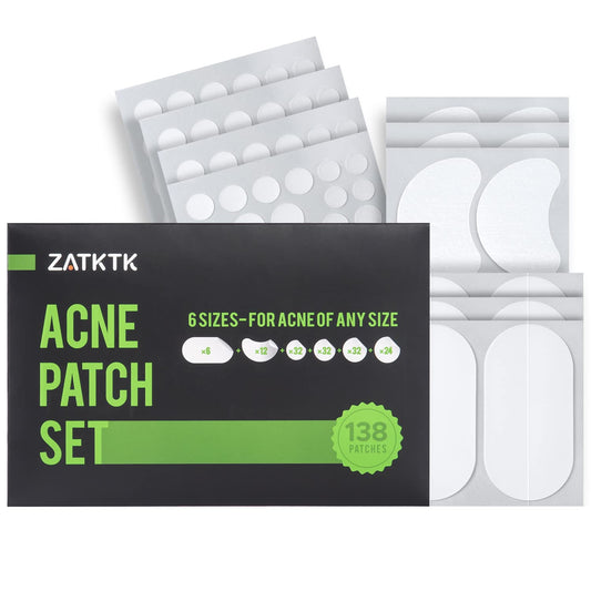 Pimple Patches (6 Sizes 138 Patches), Acne Patches for Large Zit Breakouts, Hydrocolloid Bandages for Face, Chin, Nose, Forehead, Body, Back, Neck & Chest, Oval Hydrocolloid