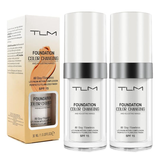 YEUGSCKA Color Changing Foundation, 2 Pack, Liquid, Moisturizing, Sunscreen, 30ml