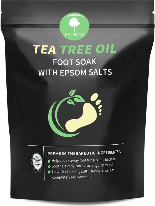 Tea Tree Oil Foot Soak with Epsom Salt - Pedicure Foot Spa for Toenail Fungus Treatment, Nail Discoloration, Stubborn Foot Odor and Itchiness -16 oz
