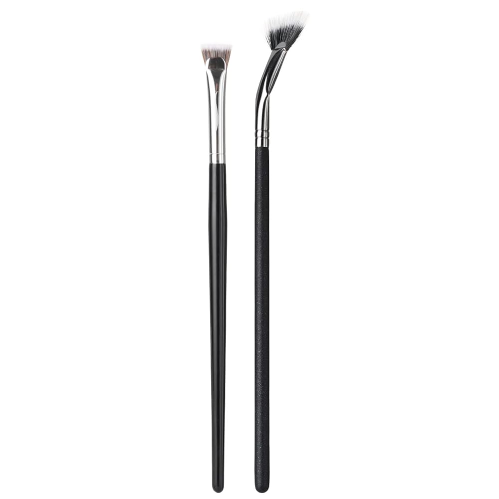 2PCS Mascara Fan Brush, INENK Lash Wand Brush Fan for Natural Lifted Effects and Enhance Lower Lashes, Synthetic Fibre Smooth Application No Smearing Clumping, Easy to Use Mascara on Lash Line