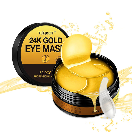 Tunbot Under Eye Patches-24k Gold Eye Mask Pads - 60 Pieces, Collagen Hyaluronic Acid Eye Masks, Anti-Aging, Remove Dark Circles, Eye Bags & Wrinkles, Refresh Your Skin, For Men & Women