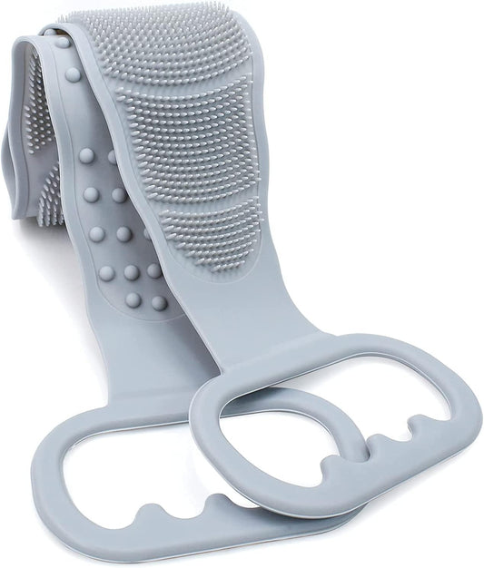 BAIMEI Silicone Back Scrubber for Shower, Exfoliating & Massage Body Washer with Handle for Men and Women - Grey