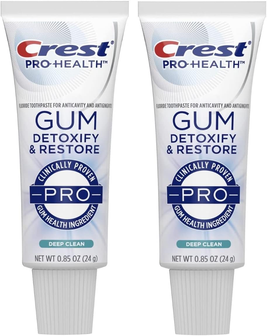Crest Gum Detoxify & Restore PRO Toothpaste, Deep Cleean 0.85oz (24g) - Pack of 2