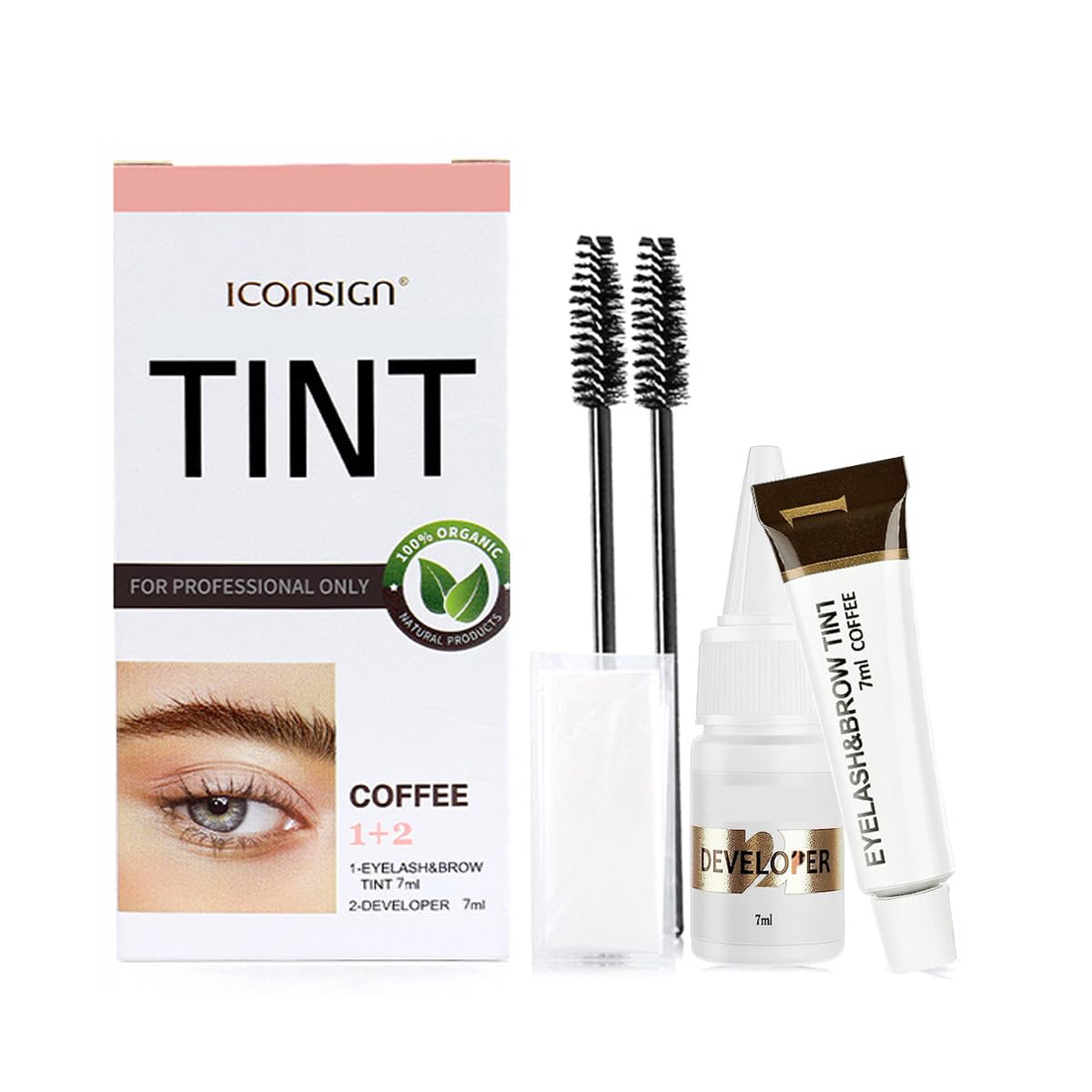 MXNSLWA Instant Lash & Brow Set, Natural Bushy Eyebrow Makeup Kit, Long Lasting Spot coloring 100% Gray Converge DIY Hair Dying for Salon Home Use 7ml (Coffee)