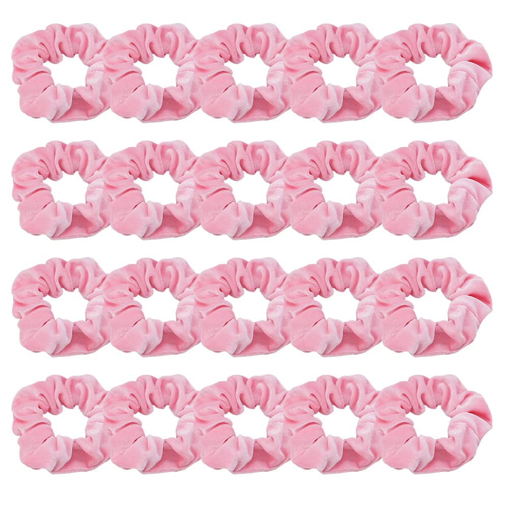 20 Pcs Pink Scrunchies, Didder Velvet Scrunchies, Scrunchies for Hair Velvet Hair Scrunchies, Soft Elastics Bobbles Ropes Scrunchie Solid color Cute Scrunchies for Women Girls Hair Accessories