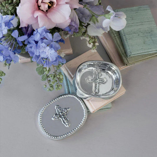 BABY Peek-A-Boo Cross Oval Keepsake Box