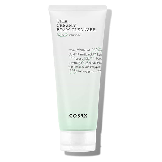 COSRX Pure Fit Cica Creamy Foam Cleanser, 5.07 fl oz / 150ml | Mild Cleanser for Sensitive Skin | 91% Naturally Derived Centella Complex | Animal Testing Free, Paraben Free, Korean Skincare
