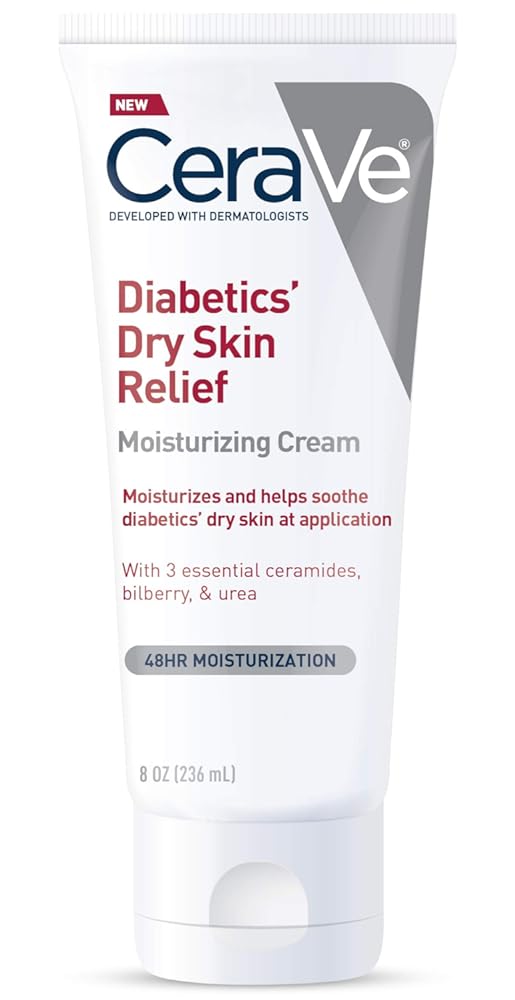 CeraVe Moisturizing Cream for DiabeticsÕ Dry Skin | Urea Cream with Bilberry for Face and Body | Fragrance Free & Paraben Free | 8 Ounce