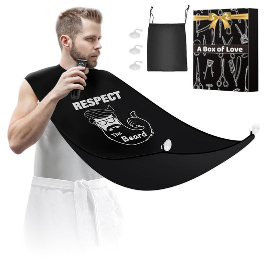 Beard Bib Shaving Apron for Men - Valentines Gifts for Him Husband Boyfriend, Sink Hair Beard Ttrimming Catcher, Cool Mens Birthday Gift Husband Dad Fathers Day Easter Basket Gift Idea Mens Stuff
