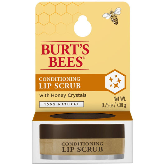 Burt's Bees Conditioning Honey Lip Scrub, Honey Crystals, Exfoliates and Conditions Dry Lips, Use with Burt's Bees Overnight Intense Lip Treatment, Natural Lip Care, 0.25 oz.