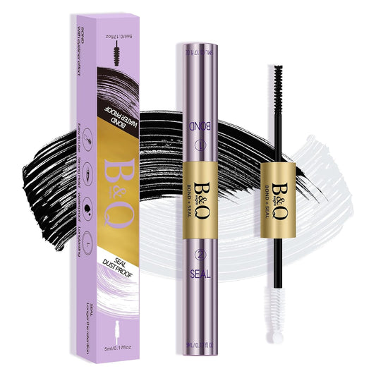 B&Q Lash Bond and Seal 10ML Bond and Seal Lash Glue Waterproof Long Lasting Mascara Wand Lash Extension Bond and Seal Strong Hold 2 in 1 Bond and Seal for DIY Lash Extensions_Black Bond and Seal,10ML_