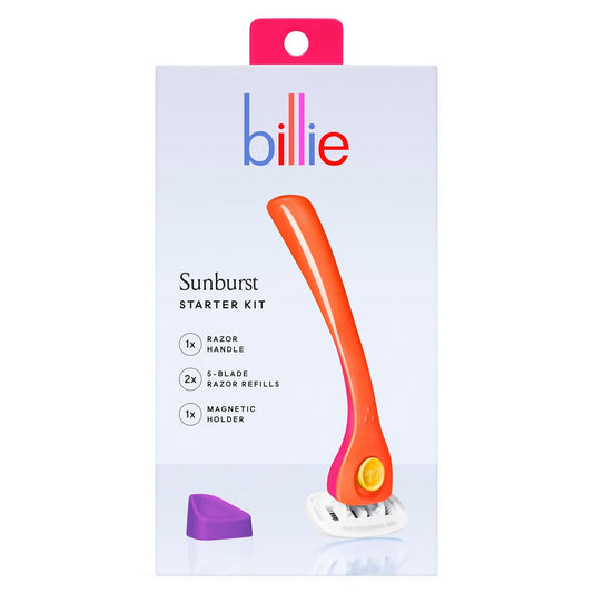 Billie Razors for Women Shave Kit Ð WomenÕs Razor + 2 x 5-Blade Razor Refills + Magnetic Holder Ð Sunburst