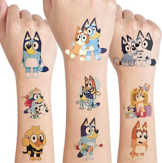 10 Sheets Blue Temporary Tattoos for Kids, Children's Temporary Tattoo Toys, DIY Sticker Arts, Birthday Party Supplies Decorations Party Favors