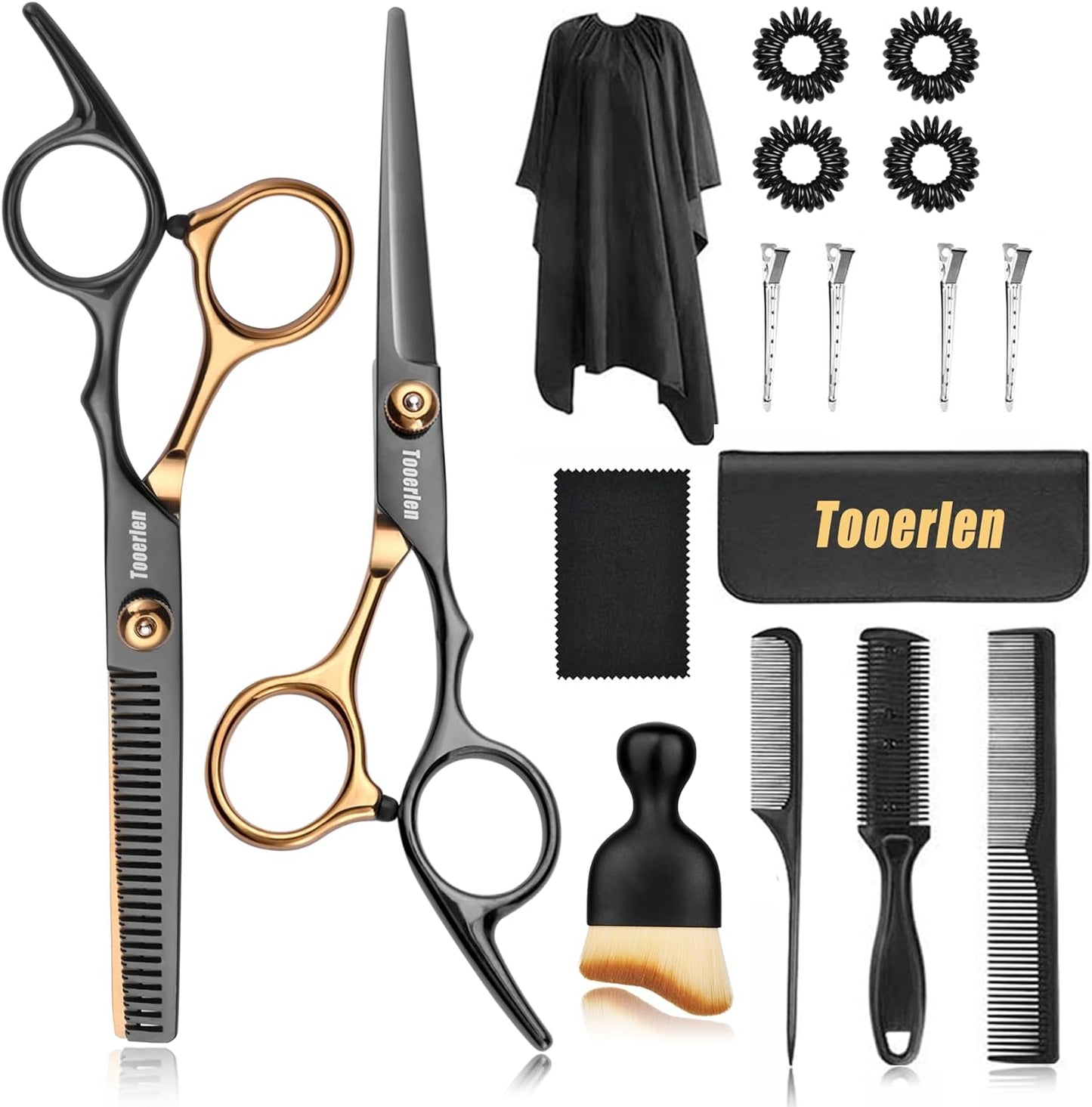 Tooerlen Hair Cutting Shears Set 17Pcs Barber Scissors Professional Kit, Haircut Kit for Women, Hair Cutting Scissors Professional for Home/Salon/Barber