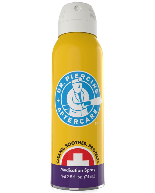 Dr. Piercing Aftercare Spray - Saline Solution for Piercings - Ear Piercing Cleaner Saline Wound Wash Spray - Belly & Nose Piercing Keloid Bump Removal Treatment, Earring Hole Cleaner - 2.5 oz