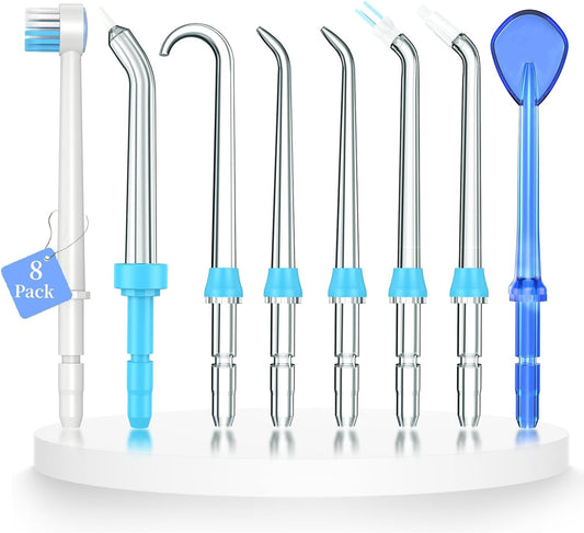 Replacement Tips for Waterpik Water Flosser,Replacement Classic Jet Tips Compatible with Waterpik Oral Irrigator,Replacement Brush Heads for Waterpik,8 Pcs Replacement Parts for Waterpik