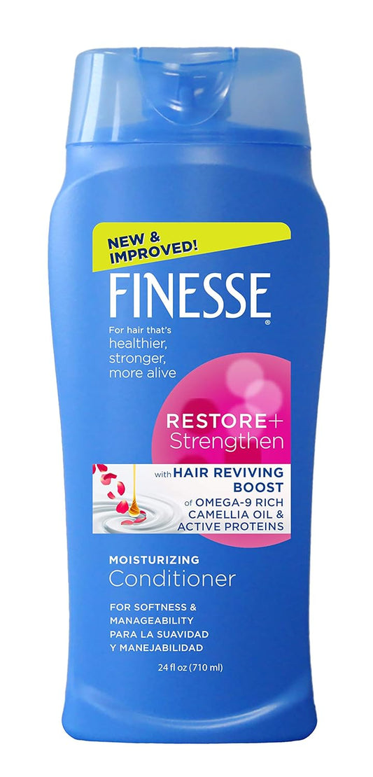 FINESSE Restore + Strengthen Moisturizing Conditioner, 24 oz, Moisturize & Repair Dry or Damaged Hair for Soft, Healthy Looking Hair