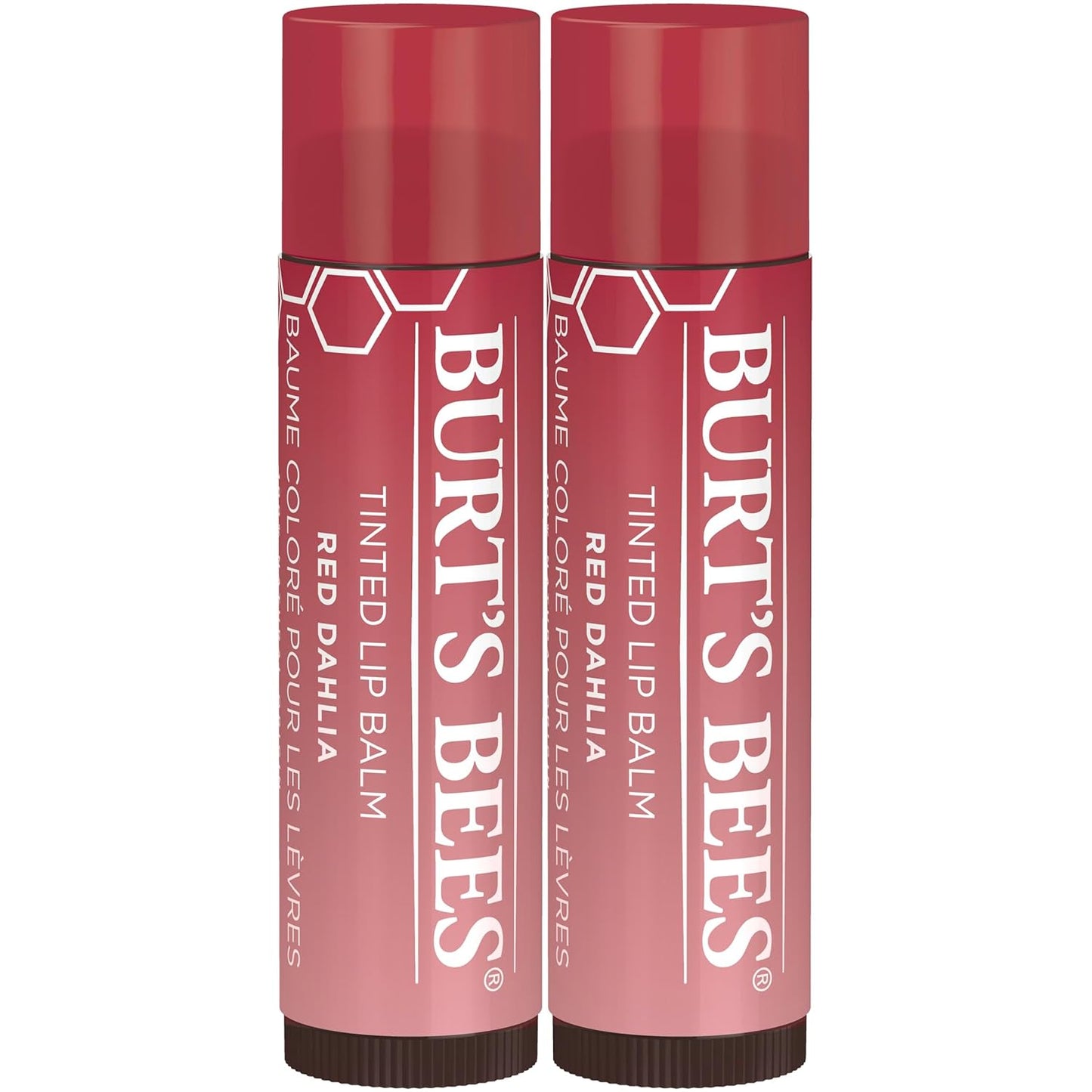 Burt's Bees Lip Tint Balm, Red Dahlia, 2-Pack, Hydrating Shea Butter for a Natural Looking Buildable Finish