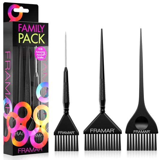 Framar Family Hair Color Brush Set - Hair Dye Brush Kit, Hair Coloring Brush, Hair Dying Brush to Apply Hair Color, Hair Color Brushes Bulk, Hair Tint Brush, Tint Brushes for Hair Color - 3 Pack