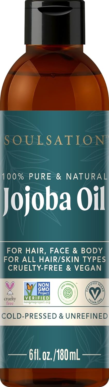 SoulSation Non-GMO Jojoba Oil for Skin, Hair & Face (6oz) | 100% Pure, Natural Cold Pressed
