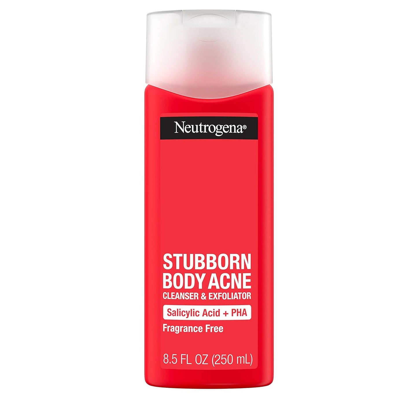 Neutrogena Stubborn Body Acne Cleanser & Exfoliator with Salicylic Acid & PHA for Acne-Prone Skin, Acne Treatment Gently Exfoliates & Helps Prevent Breakouts, Fragrance-Free, 8.5 fl. oz
