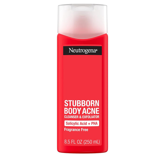 Neutrogena Stubborn Body Acne Cleanser & Exfoliator with Salicylic Acid & PHA for Acne-Prone Skin, Acne Treatment Gently Exfoliates & Helps Prevent Breakouts, Fragrance-Free, 8.5 fl. oz