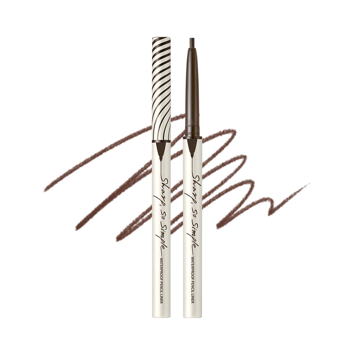 CLIO Sharp So Simple Waterproof Pencil Eye Liner, Micro Precision Tip (2mm), Twist Up, Self-Sharpening, Long Lasting, Smudge-Resistant, High-Intensity Color, Ultra-Smooth (05 DARK BROWN)