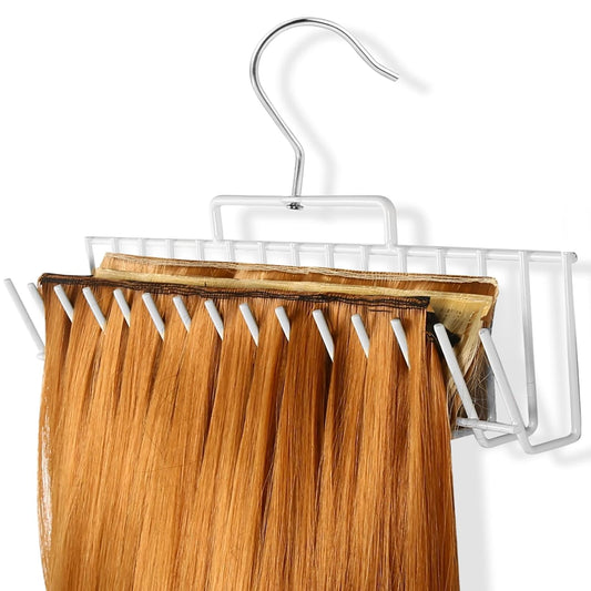 Hair Extension Holder, Hair Hanger Holds Extra Wide Weft, Full Length Weft, Braiding Hair, Hair Rack Holds Multi-layer Hair for Styling, Washing, Drying, Extension Holder for Barber Shop/Home, White