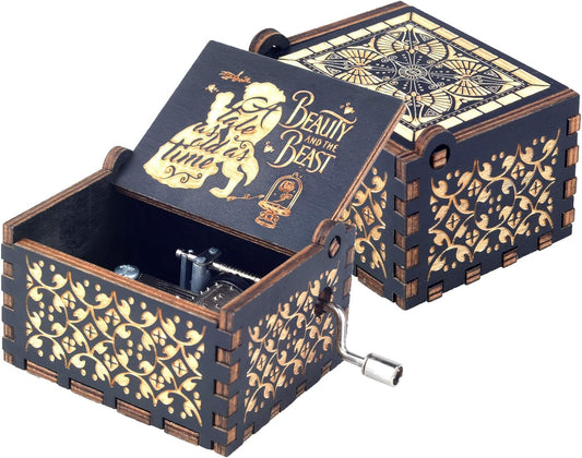 Beauty and The Beast Hand-Crank Music Box for Adult and Kids, Small Music Box Plays Melody Beauty and The Beast, Birthday Gifts, Children's Day Gifts (Style C)