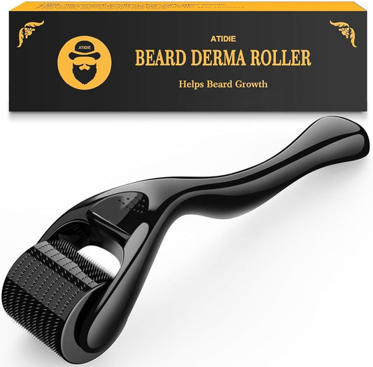 ATIDIE Derma Roller Microneedle Roller for Face,Titanium Beard Roller,Microneedle Roller for Skincare Tools for Women Men (Black)