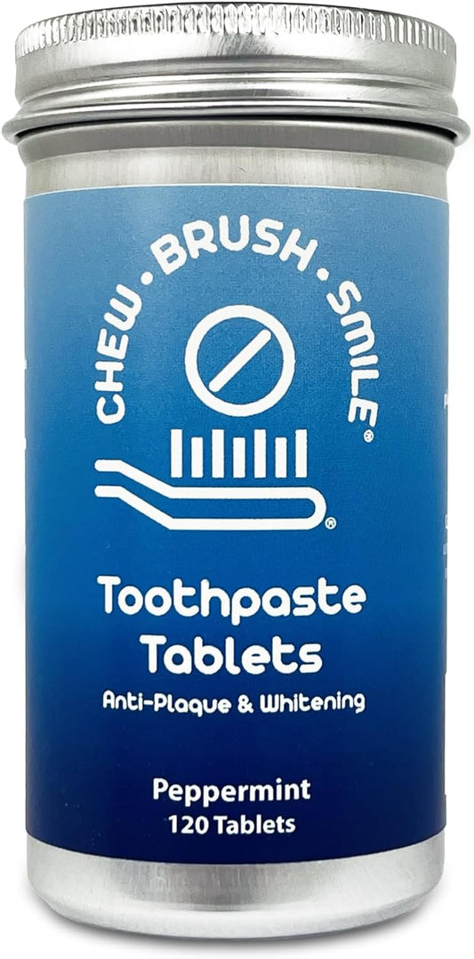 WELdental Chew Brush Smile Toothpaste Tablets 120 Count, Peppermint