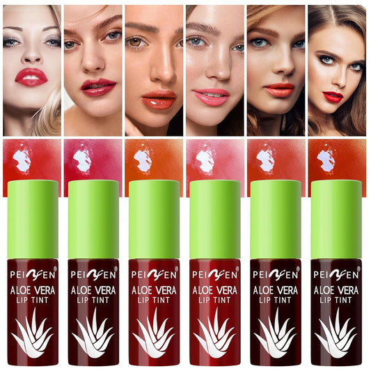 Teenanseen Lip Stain, Lip Tint, 6 Colors Lip Gloss Set Lip Stain Long Lasting Waterproof, Mini Liquid Lip Oil Tinted, Red Non-Stick Cup Hydrating Lip Tint for Cheek Women, High Pigment & Vivid Color