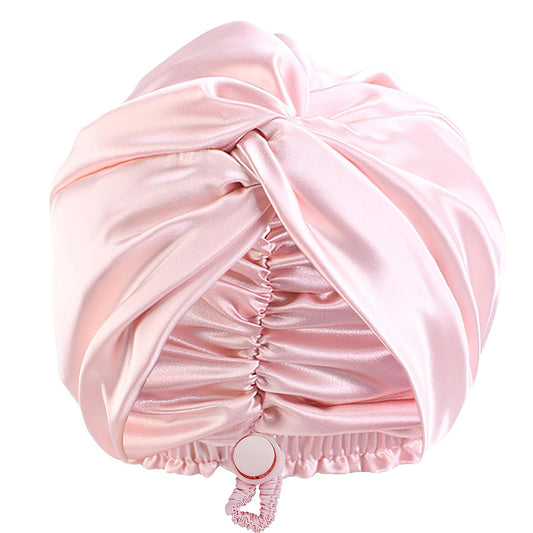 Adjustable Silk Satin Bonnet for Sleeping: Women Night Wrap Sleep Cap Turban for Men, Large Long Curly Hair Braid Stay on Head - Pink
