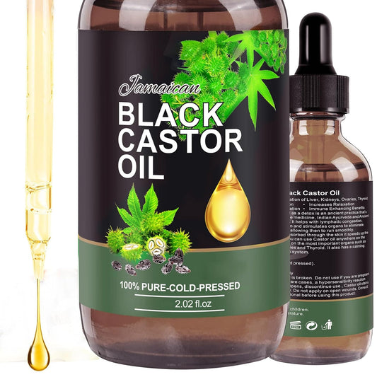 Black Castor Oil Cold Pressed 100% Pure Natural Jamaican Black Castor Essential Oil Organic Body Massage Castor Oil Hair Nourishing Oil 60ml Massage Oil